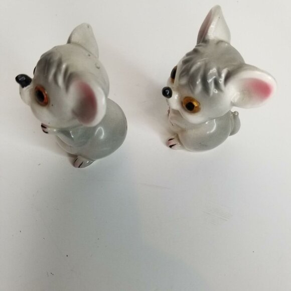 Vintage Salt and Pepper Shakers Big Ears Gray Mice Mouse Anthropomorphic - Picture 2 of 8